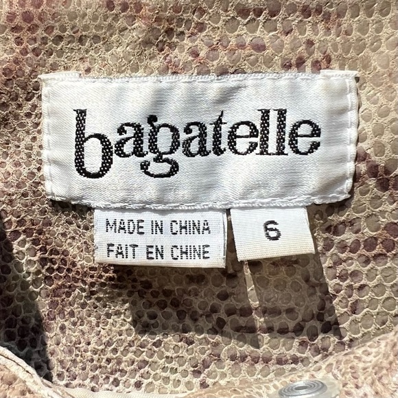 Bagatelle Snake Print Leather Jacket (Size 6) Brown Good Condition - Picture 6 of 14